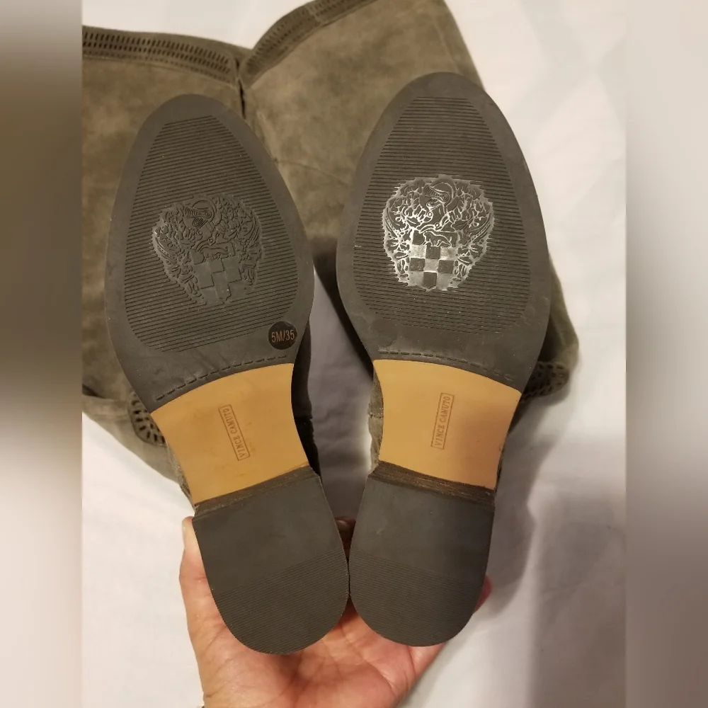 NWOT Vince Camute Karinda Over the Knee Boot Size 5M Color Olive Green/Gray